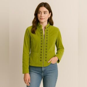 Chico's Green Courderoy Metal Buttons Blazer Sz S